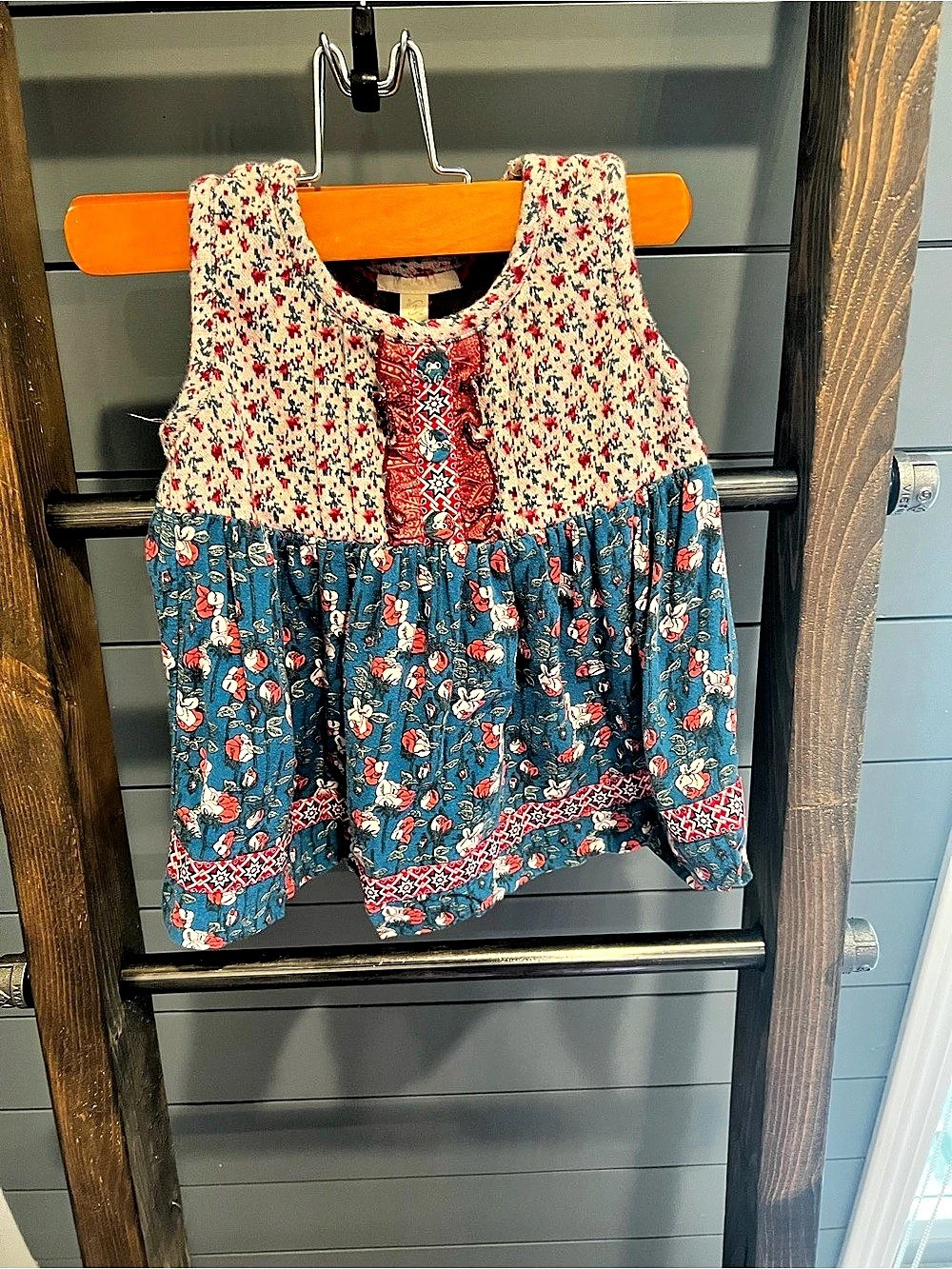 Matilda Jane Girls Floral Dress Size 2 Blue & Cream